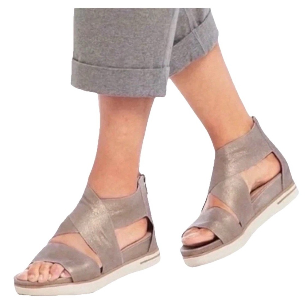 Eileen Fisher Silver Open-Toe Sandals
